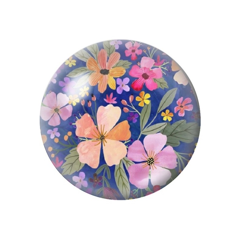 Cabochon en Verre Illustré Fleurs 12 à 25mm