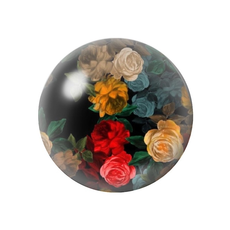 Cabochon en Verre Illustré Fleurs 12 à 25mm