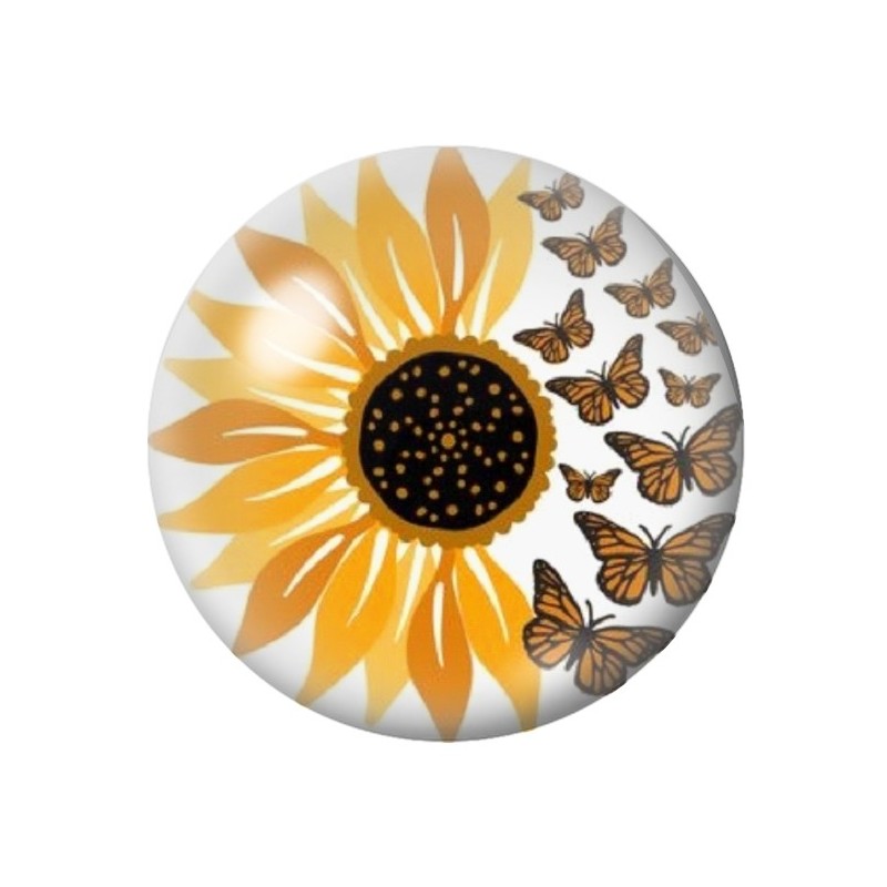 Cabochon en Verre Illustré Fleurs 12 à 25mm