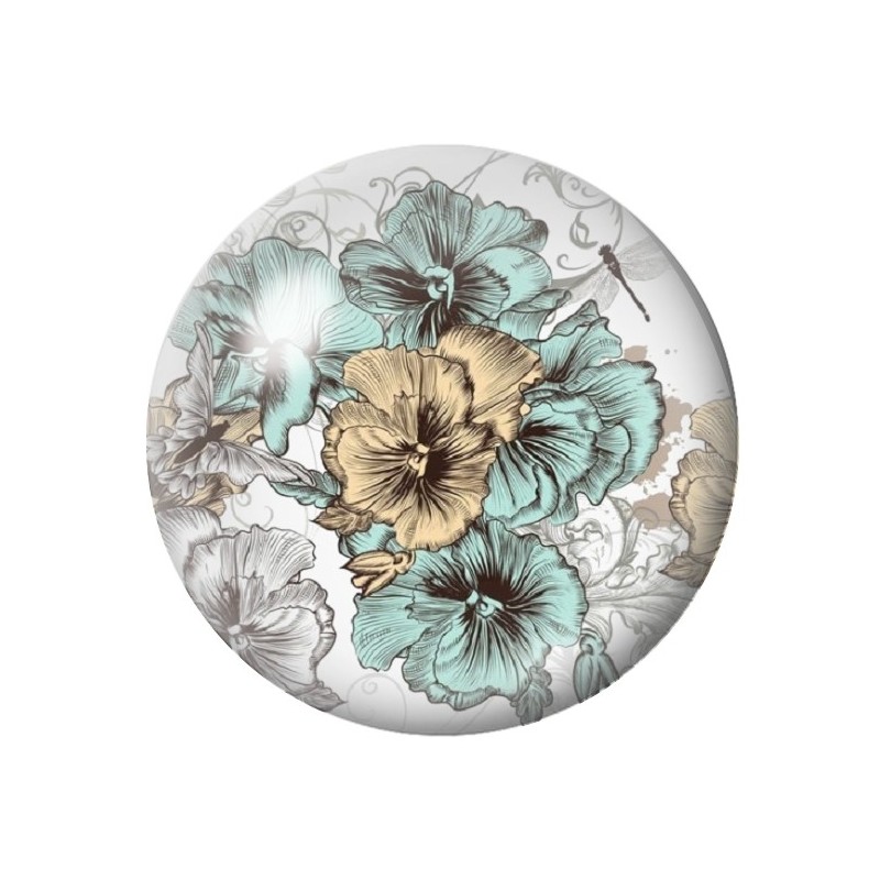 Cabochon en Verre Illustré Fleurs 12 à 25mm