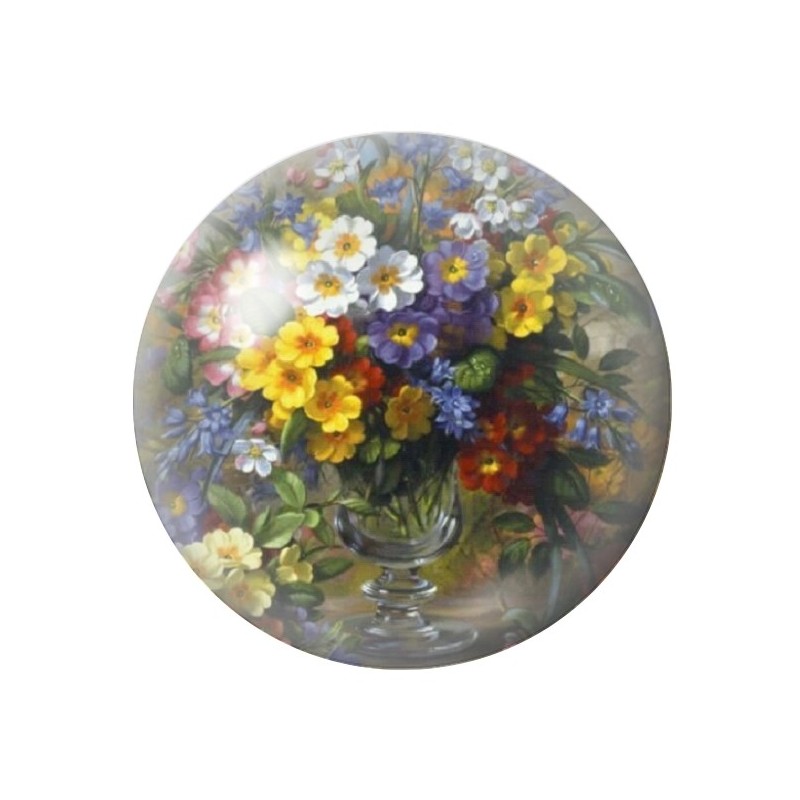 Cabochon en Verre Illustré Fleurs 12 à 25mm