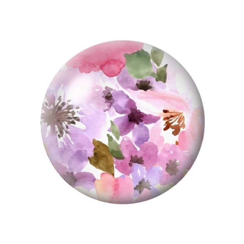 Cabochon en Verre Illustré Fleurs 12 à 25mm