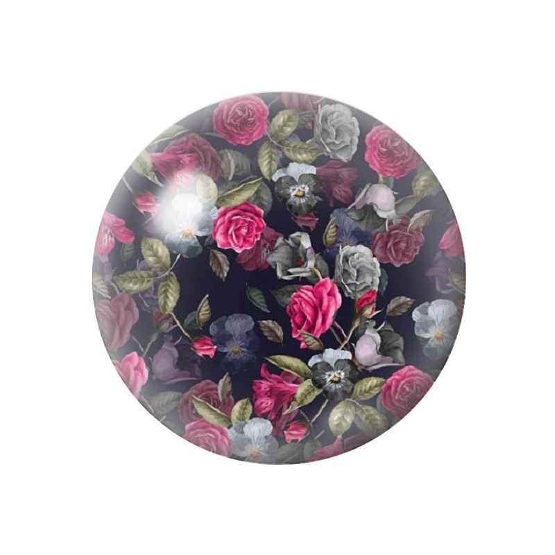Cabochon en Verre Illustré Fleurs 12 à 25mm