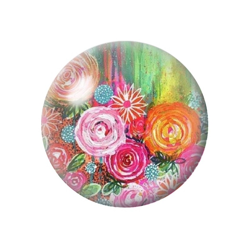 Cabochon en Verre Illustré Fleurs 12 à 25mm
