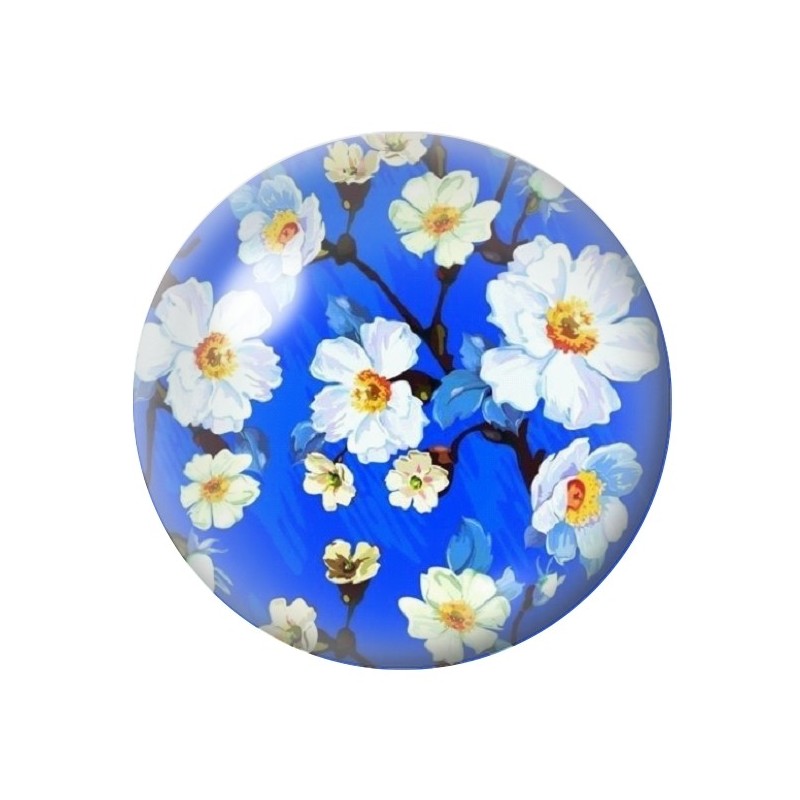 Cabochon en Verre Illustré Fleurs 12 à 25mm