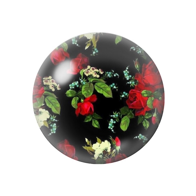 Cabochon en Verre Illustré Fleurs 12 à 25mm