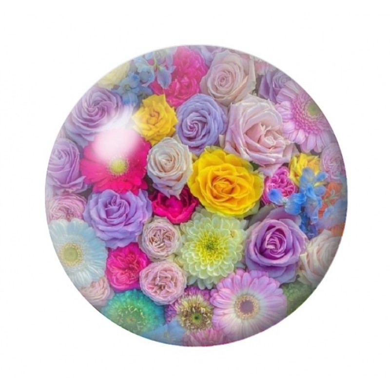 Cabochon en Verre Illustré Fleurs 12 à 25mm