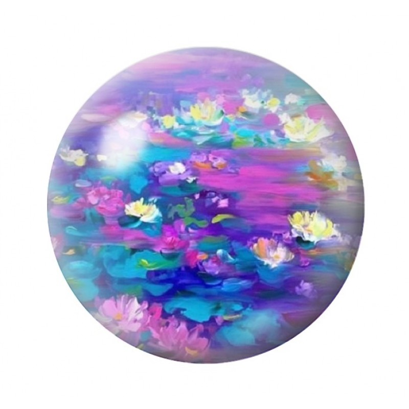 Cabochon en Verre Illustré Fleurs 12 à 25mm