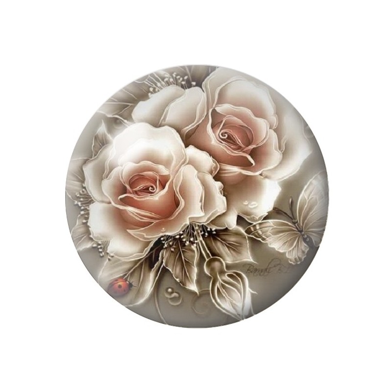 Cabochon en Verre Illustré Fleurs 12 à 25mm