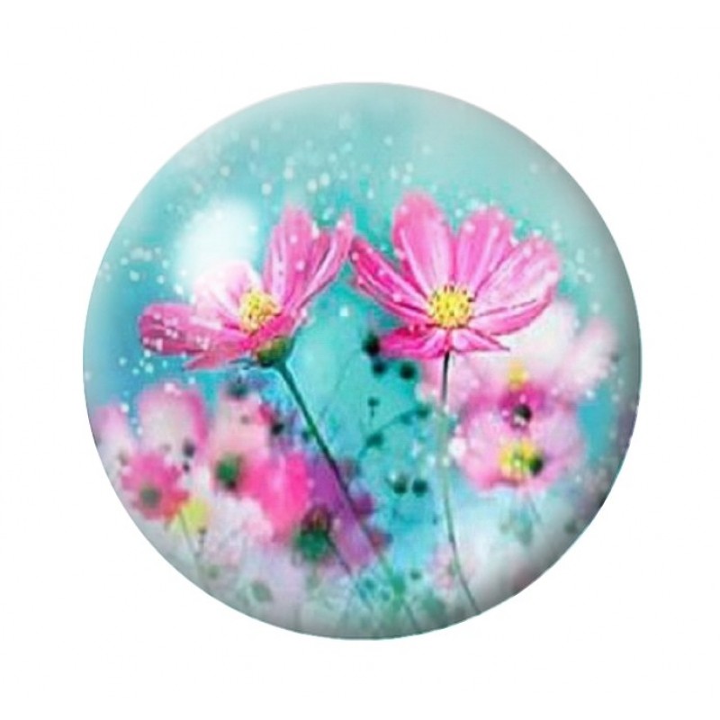 Cabochon en Verre Illustré Fleurs 12 à 25mm