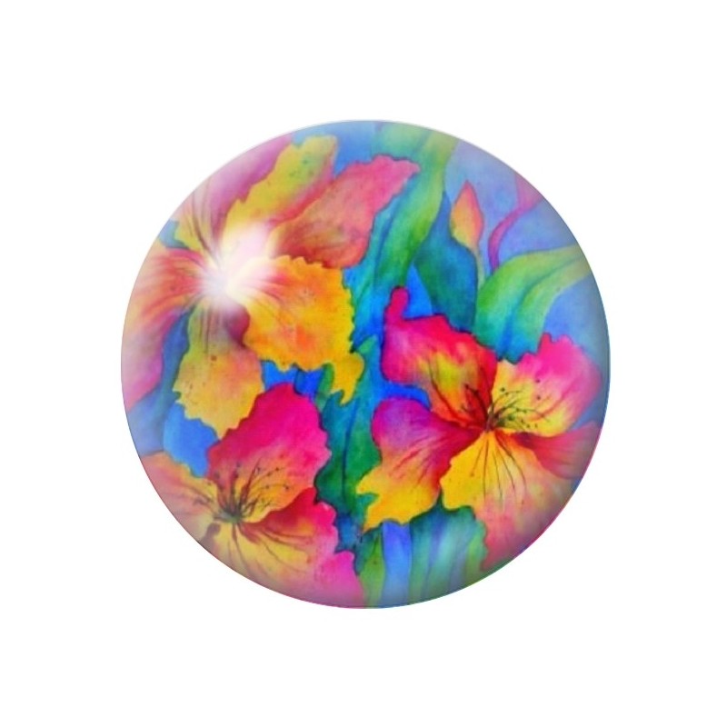 Cabochon en Verre Illustré Fleurs 12 à 25mm