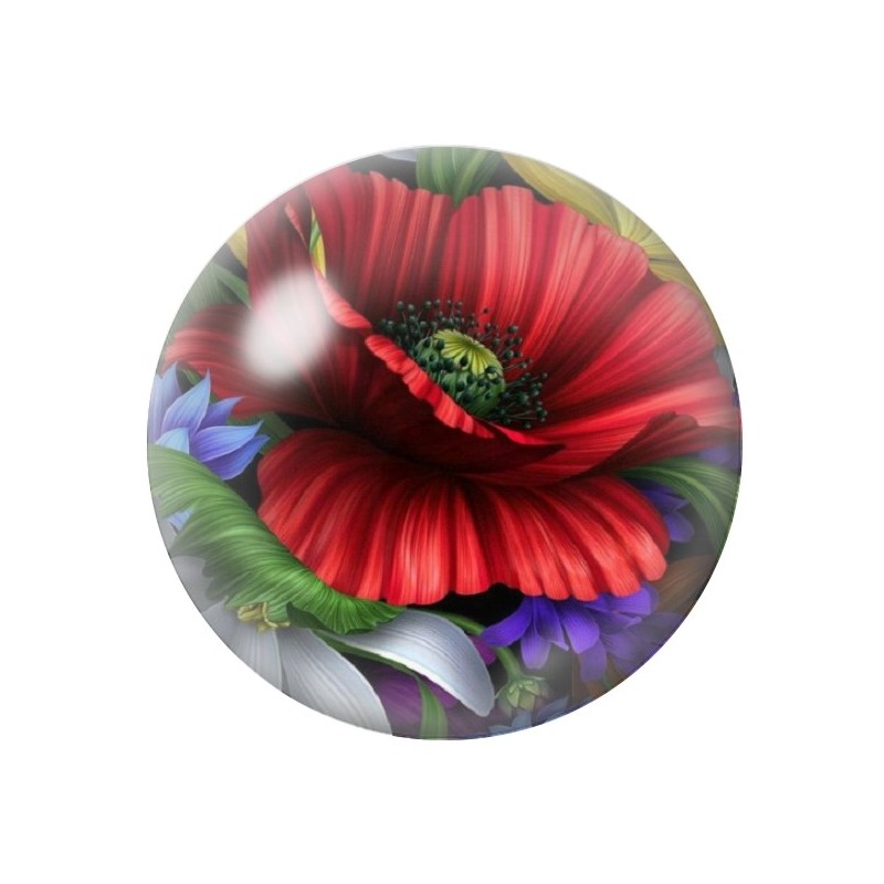 Cabochon en Verre Illustré Fleurs 12 à 25mm