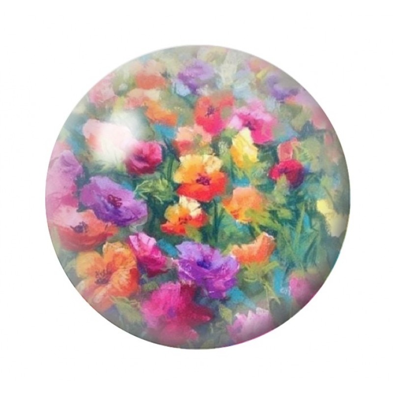 Cabochon en Verre Illustré Fleurs 12 à 25mm