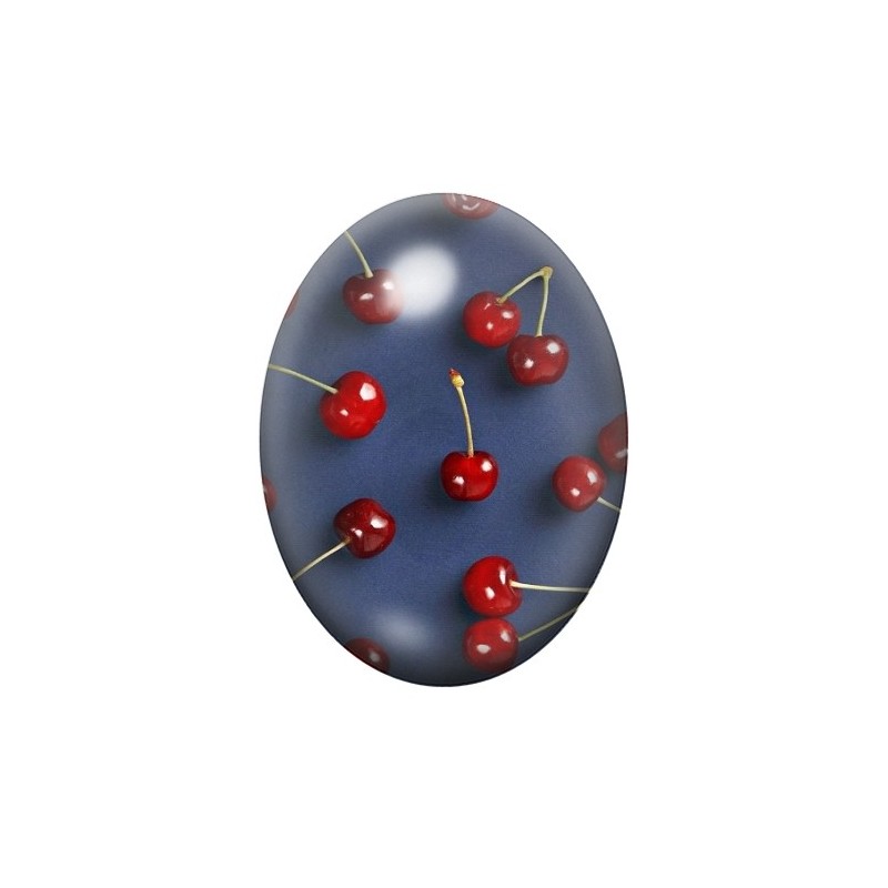 Cabochon en Verre Illustré Fruit Cerises 13x18, 18x25 ou 30x40mm