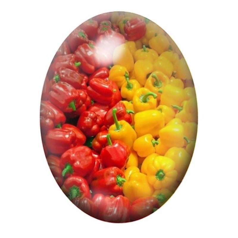 Cabochon en Verre Illustré Poivrons Rouges et Jaunes 13x18, 18x25 ou 30x40mm