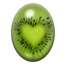 Cabochon en Verre Illustré Kiwi en Forme de Cœur 13x18, 18x25 ou 30x40mm pour la création de bijoux fantaisie - DIY