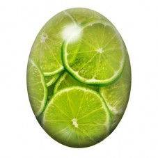 Cabochon en Verre Illustré Rondelles de Citron Vert 13x18, 18x25 ou 30x40mm pour la création de bijoux fantaisie - DIY