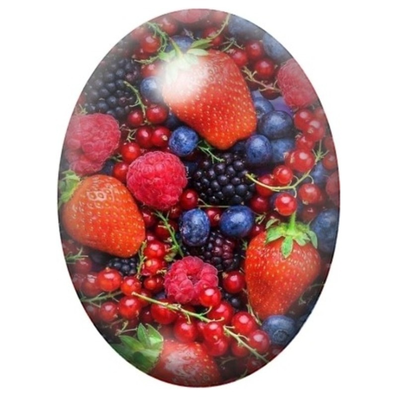 Cabochon en Verre Illustré Mélange de Fruits Rouges 13x18, 18x25 ou 30x40mm