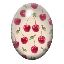 Cabochon en Verre Illustré Cerises sur Fond Ivoire 13x18, 18x25 ou 30x40mm pour la création de bijoux fantaisie - DIY