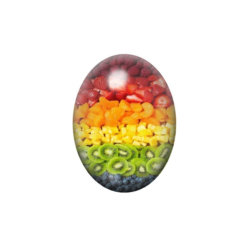 Cabochon en Verre Illustré Fruits Colorés 13x18, 18x25 ou 30x40mm