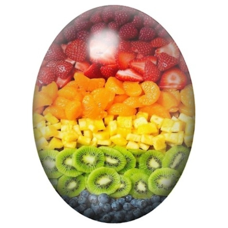 Cabochon en Verre Illustré Fruits en Dégradé Arc-en-Ciel 13x18, 18x25 ou 30x40mm