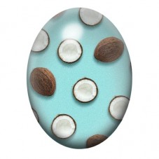 Cabochon en Verre Illustré Noix de Coco sur Fond Bleu 13x18, 18x25 ou 30x40mm pour la création de bijoux fantaisie - DIY