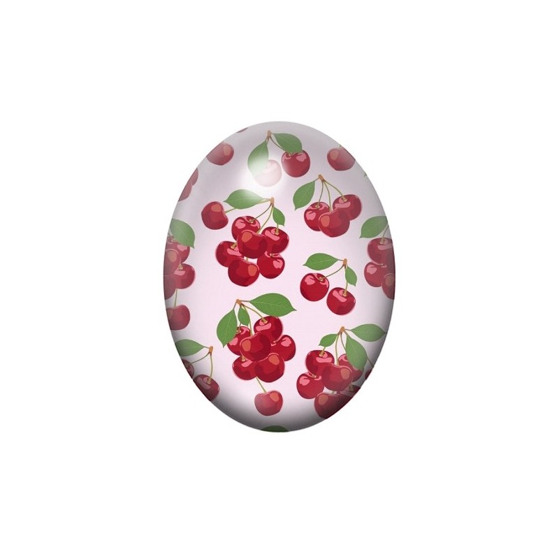 Cabochon en Verre Illustré Fruit Cerises 13x18, 18x25 ou 30x40mm