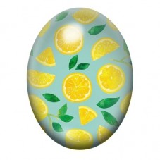 Cabochon en Verre Illustré Citrons sur Fond Bleu Ciel 13x18, 18x25 ou 30x40mm pour la création de bijoux fantaisie - DIY