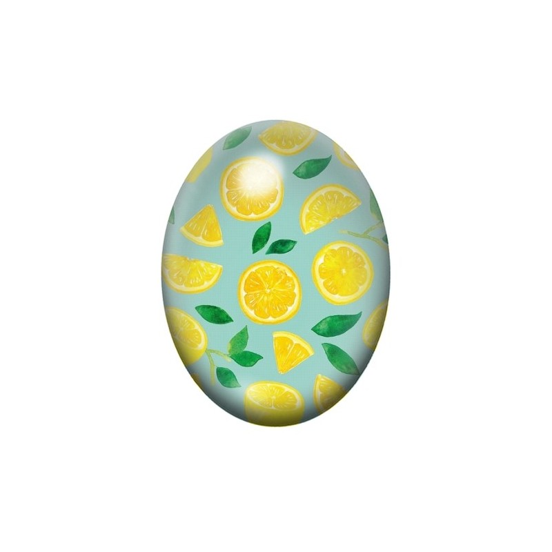 Cabochon en Verre Illustré Fruit Citrons 13x18, 18x25 ou 30x40mm