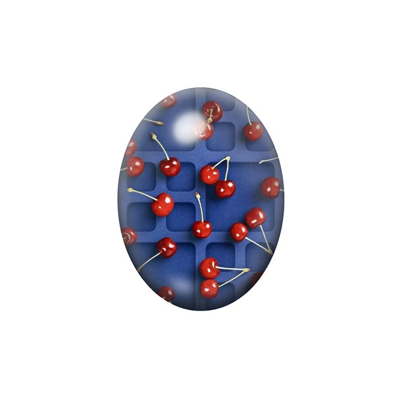Cabochon en Verre Illustré Fruit Cerises 13x18, 18x25 ou 30x40mm