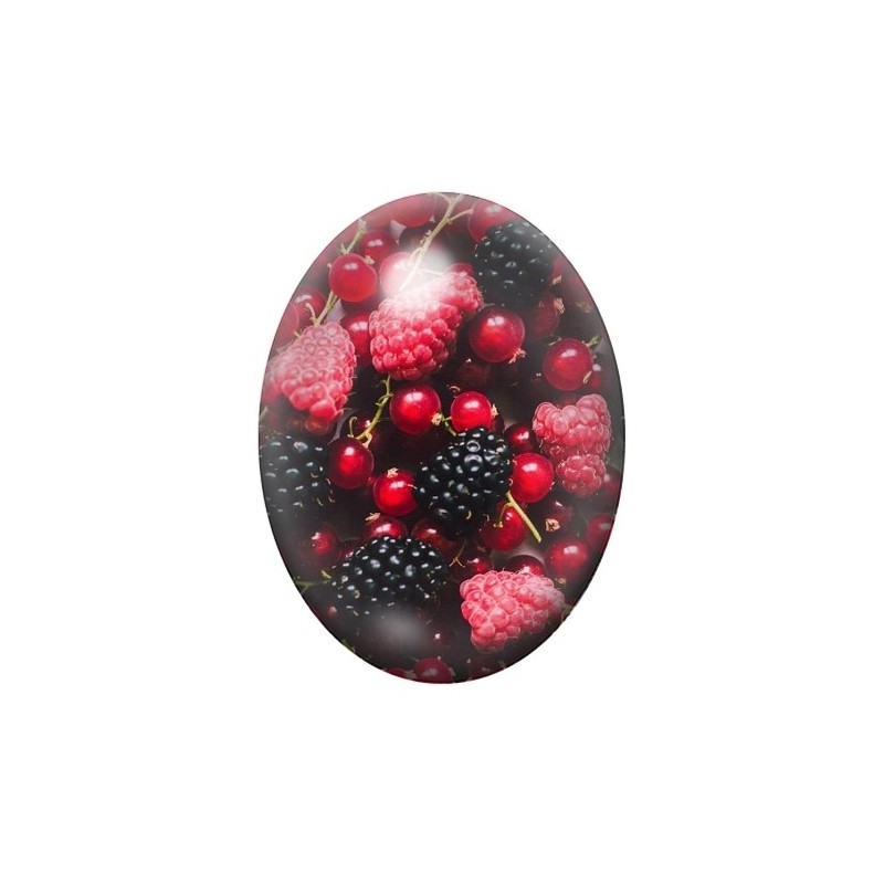 Cabochon en Verre Illustré Fruits Rouges 13x18, 18x25 ou 30x40mm