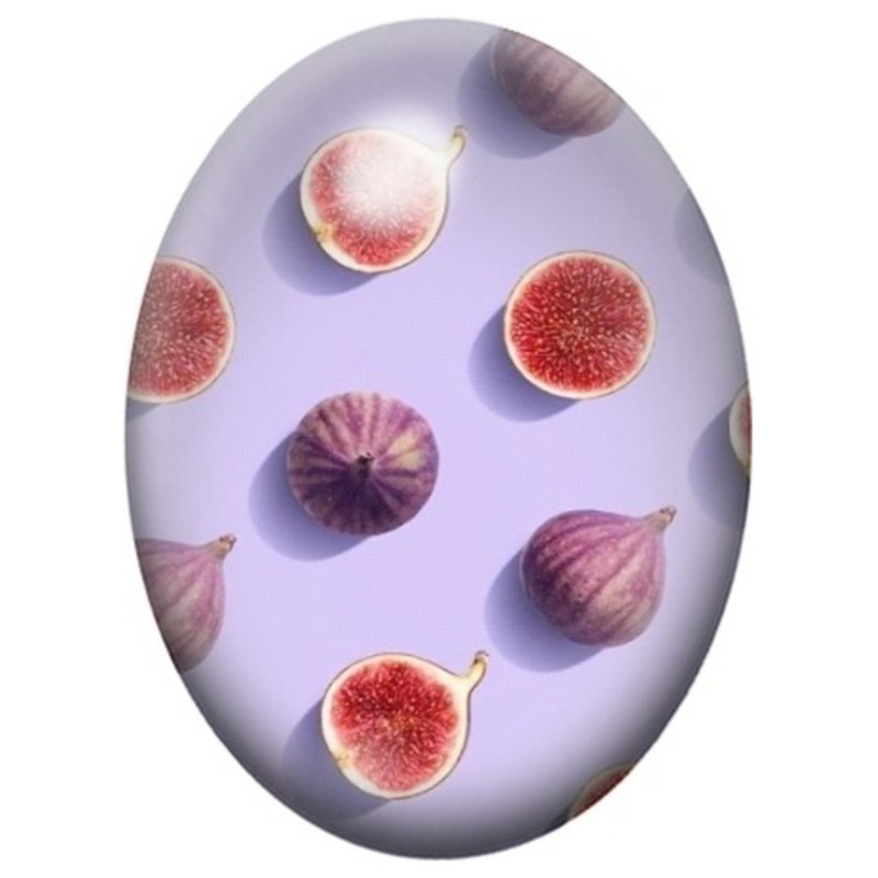 Cabochon en Verre Illustré Figues sur Fond Mauve 13x18, 18x25 ou 30x40mm