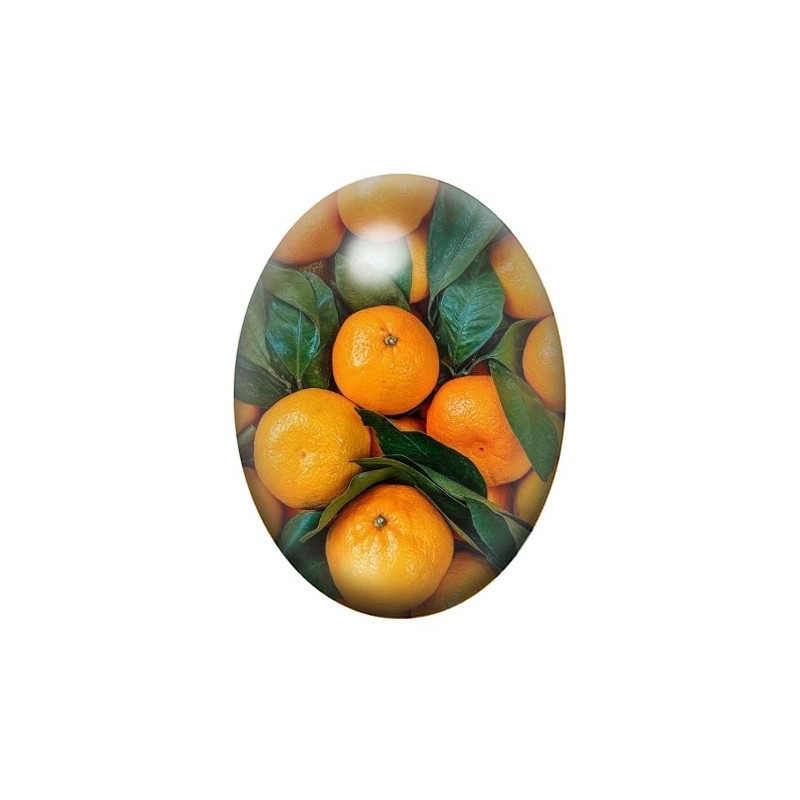 Cabochon en Verre Illustré Fruit Clémentines 13x18, 18x25 ou 30x40mm