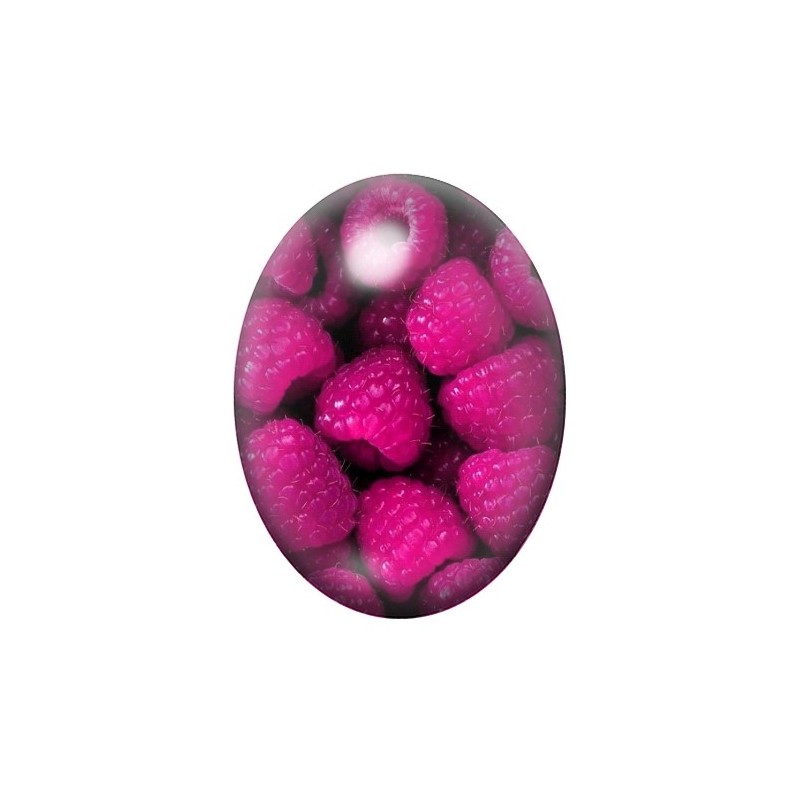 Cabochon en Verre Illustré Fruit Framboise 13x18, 18x25 ou 30x40mm