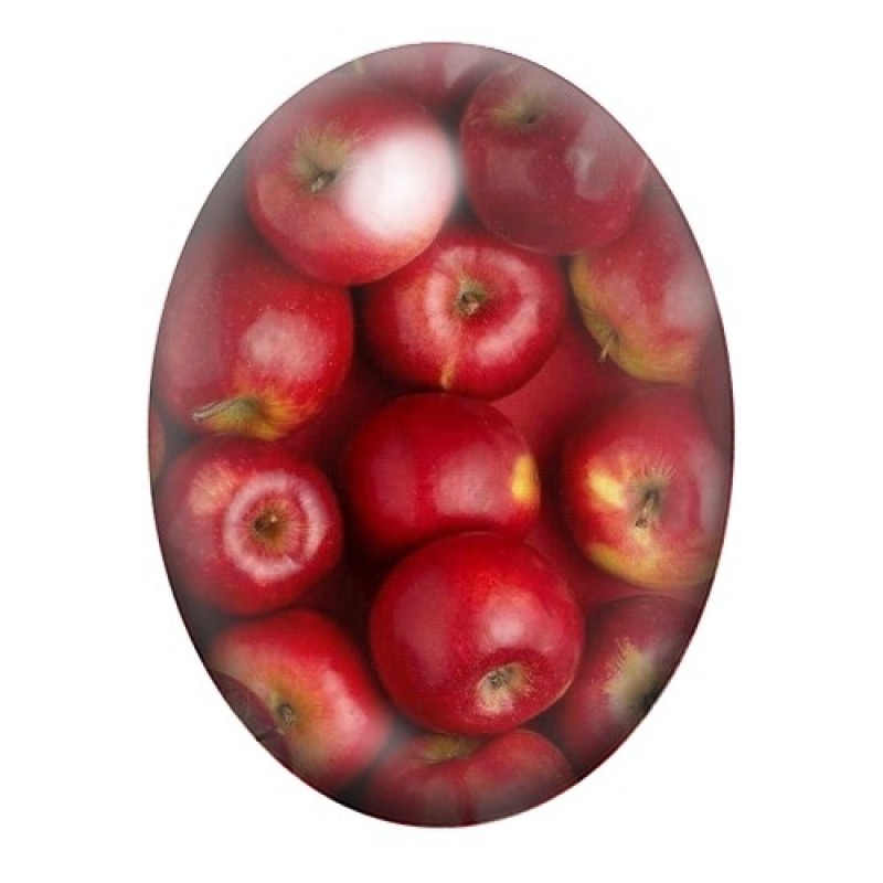 Cabochon en Verre Illustré Pommes Rouges en Gros Plan 13x18, 18x25 ou 30x40mm