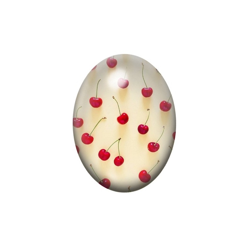 Cabochon en Verre Illustré Fruit Cerises 13x18, 18x25 ou 30x40mm