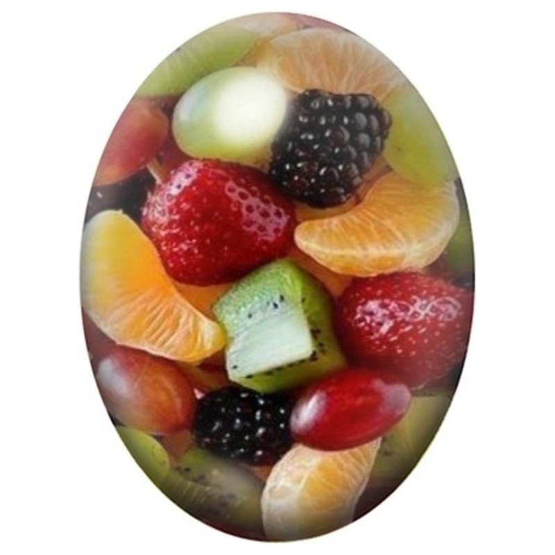 Cabochon en Verre Illustré Salade de Fruits Frais 13x18, 18x25 ou 30x40mm