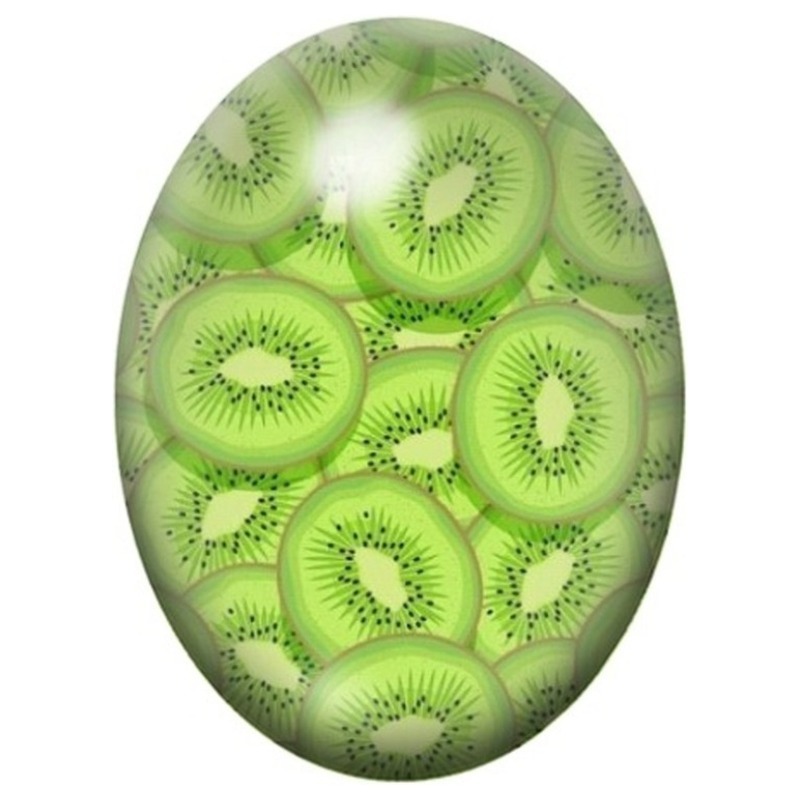 Cabochon en Verre Illustré Rondelles de Kiwi 13x18, 18x25 ou 30x40mm