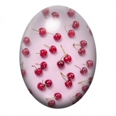 Cabochon en Verre Illustré Cerises sur Fond Rose Pâle 13x18, 18x25 ou 30x40mm pour la création de bijoux fantaisie - DIY