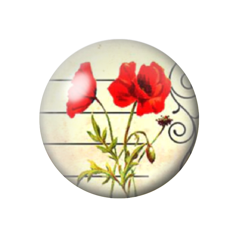 Cabochon en Verre Illustré Coquelicots 12 à 25mm