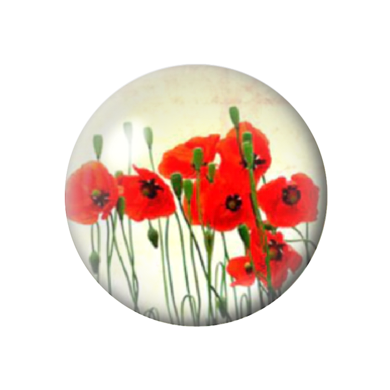 Cabochon en Verre Illustré Coquelicots 12 à 25mm