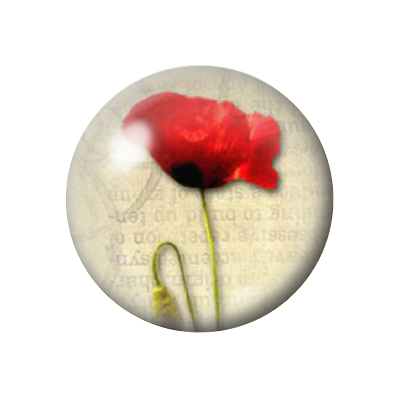Cabochon en Verre Illustré Coquelicot 12 à 25mm