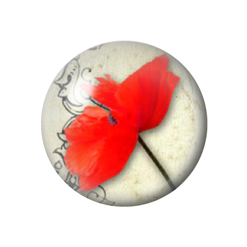 Cabochon en Verre Illustré Coquelicot 12 à 25mm