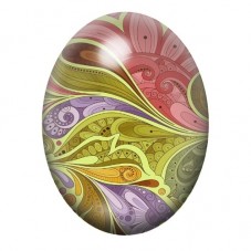 Cabochon en Verre Illustré Arabesques Cachemire Vert et Rose 13x18, 18x25 ou 30x40mm pour la création de bijoux fantaisie - DIY