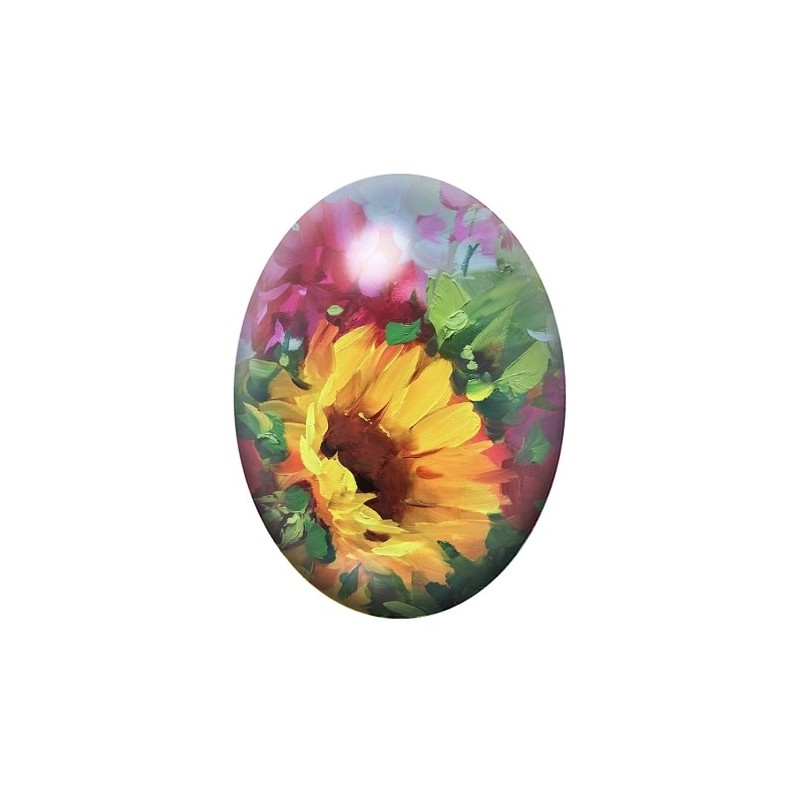 Cabochon en Verre Illustré Fleurs 13x18, 18x25 ou 30x40mm