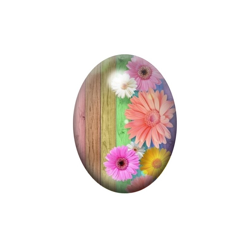 Cabochon en Verre Illustré Fleurs 13x18, 18x25 ou 30x40mm