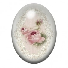 Cabochon en Verre Illustré Rose Rose dans un Cadre Baroque 13x18, 18x25 ou 30x40mm pour la création de bijoux fantaisie - DIY