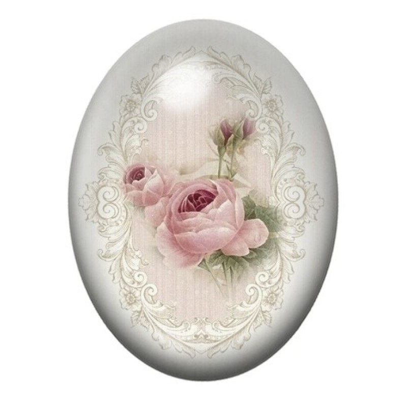 Cabochon en Verre Illustré Fleurs 13x18, 18x25 ou 30x40mm
