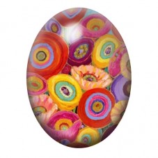 Cabochon en Verre Illustré Fleurs Abstraites aux Cercles Multicolores 13x18, 18x25 ou 30x40mm pour la création de bijoux fantais