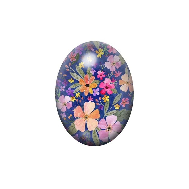 Cabochon en Verre Illustré Fleurs 13x18, 18x25 ou 30x40mm